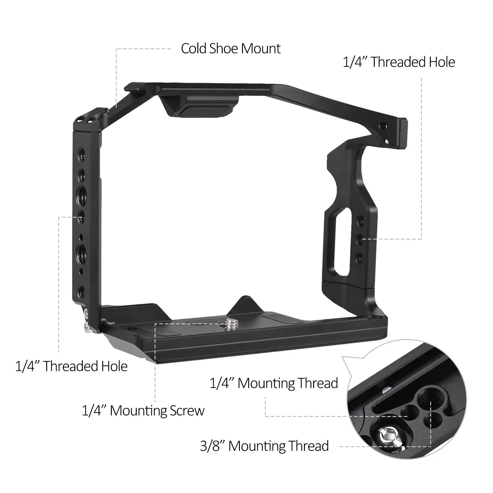 and Shoe Dcenta Compatible Camera with Threaded GH6 Panasonic with Cage Mount Construction Aluminum Holes Alloy Cold Extensive
