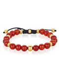Red and Plated Bracelet Gold Jewelry Men's Beaded Adjustable Stone Agate (8mm) Coastal Steel Stainless