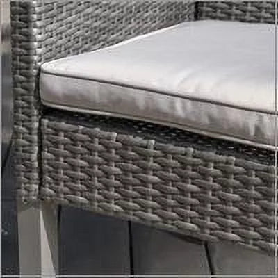 Grey, Set Silver Wicker Rectangular with Cushions, Arcadia Piece Dining Outdoor 7