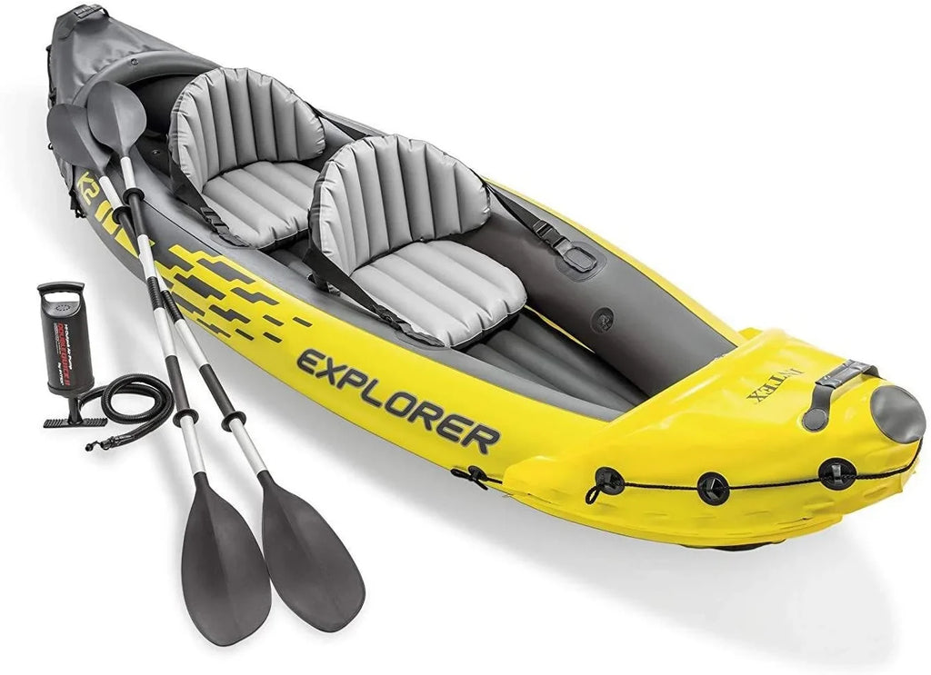 â?Adjustable Pump Aluminum 68307EP with â?400lb Seats Deluxe K2 Kayak High-Output PVC 86in â?SuperStrong Set: and Backrest Includes Inflatable Explorer Weight Capacity Oars â?2-Person YUNWEN