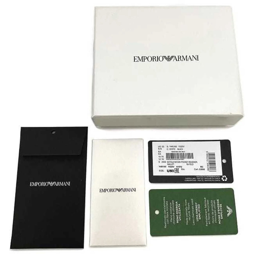 black Y4R165 Pre-Owned (Like folio New) Emporio white EMPORIO ARMANI Armani wallet men's leather
