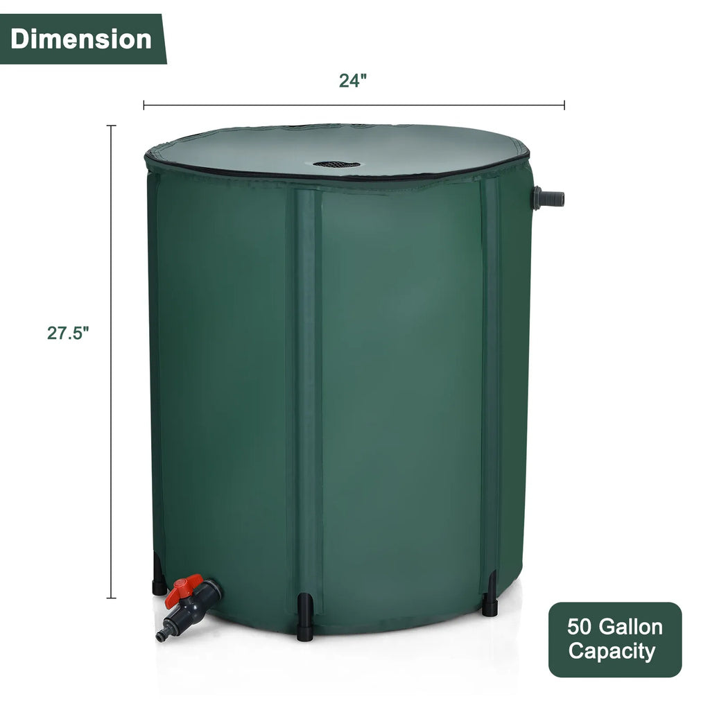 Water Gallon Collector Tank Barrel Collapsible Spigot Filter 53 W/ Rain