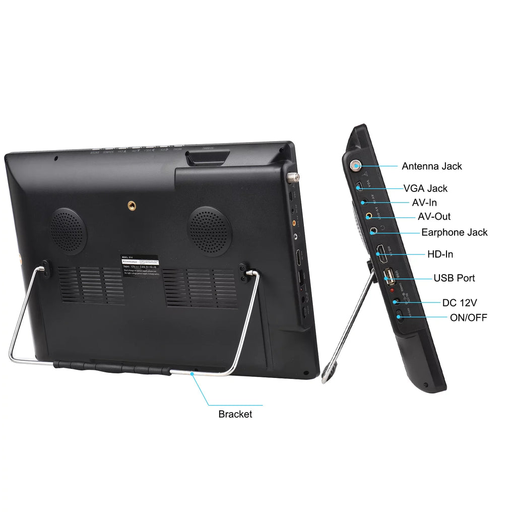 Television LEADSTAR Digital with Portable Card Player D14 TV 14-inch ATSC Playback Car Disk U Remote Control Player TV