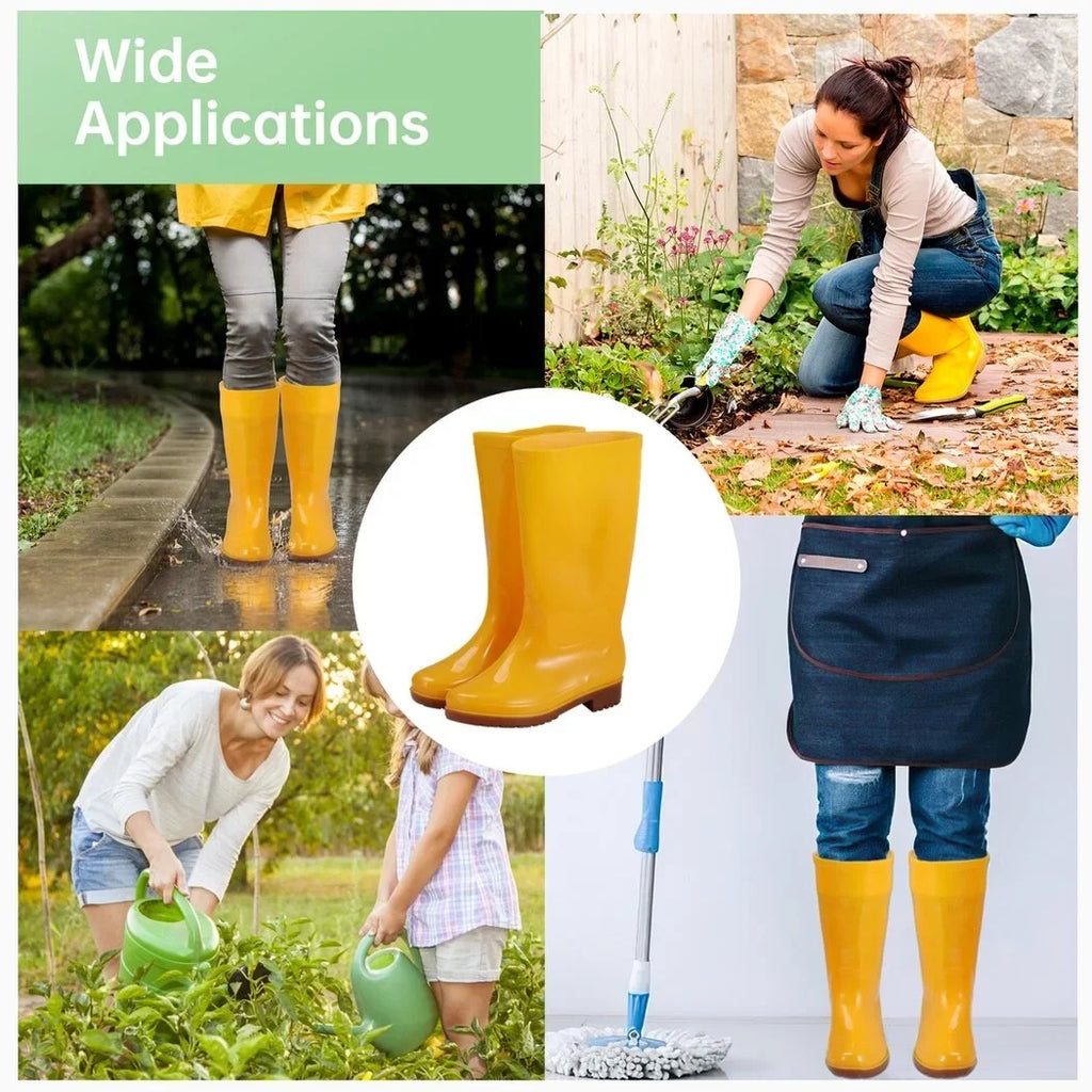Outdoor Mid-calf Shoes, And Waterproof Cleaning Gardening Rain Lightweight Women's Rain Yellow Fashionable Boots Boots, Garden Footwear, for Works Rain