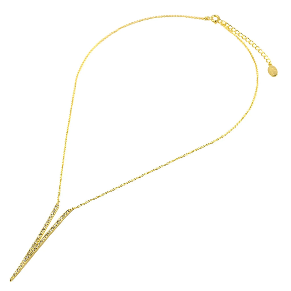 for Pointed Teens Zirconia Blue Cubic Gold V Women, Drop Boutique Necklace Inc Pendant Box