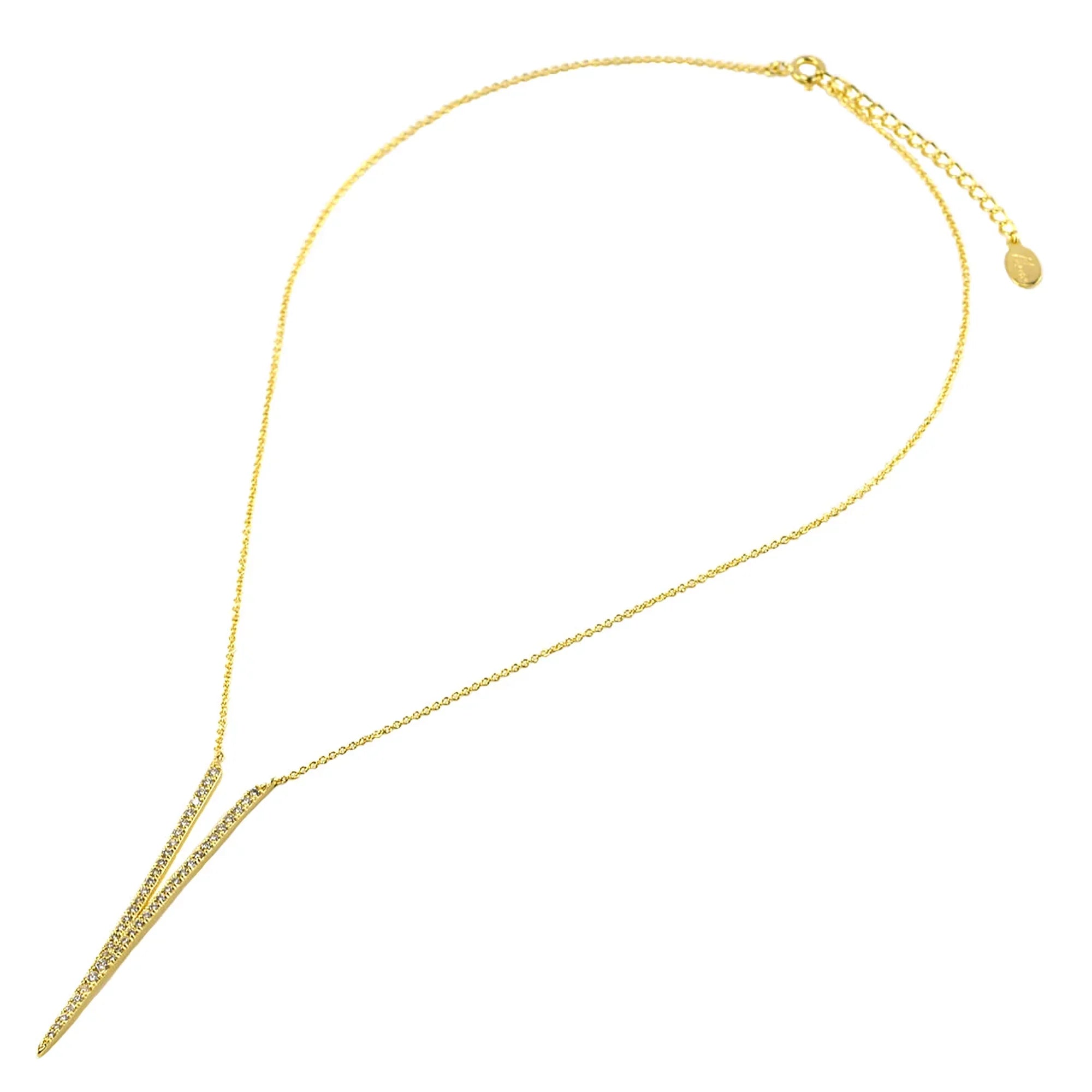 for Pointed Teens Zirconia Blue Cubic Gold V Women, Drop Boutique Necklace Inc Pendant Box