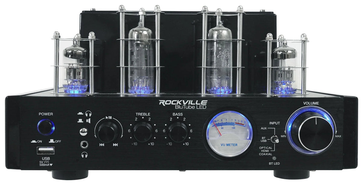Ceiling Receiver+(8) LED Tube Theater Speakers Rockville Amp/Home 6.5" White