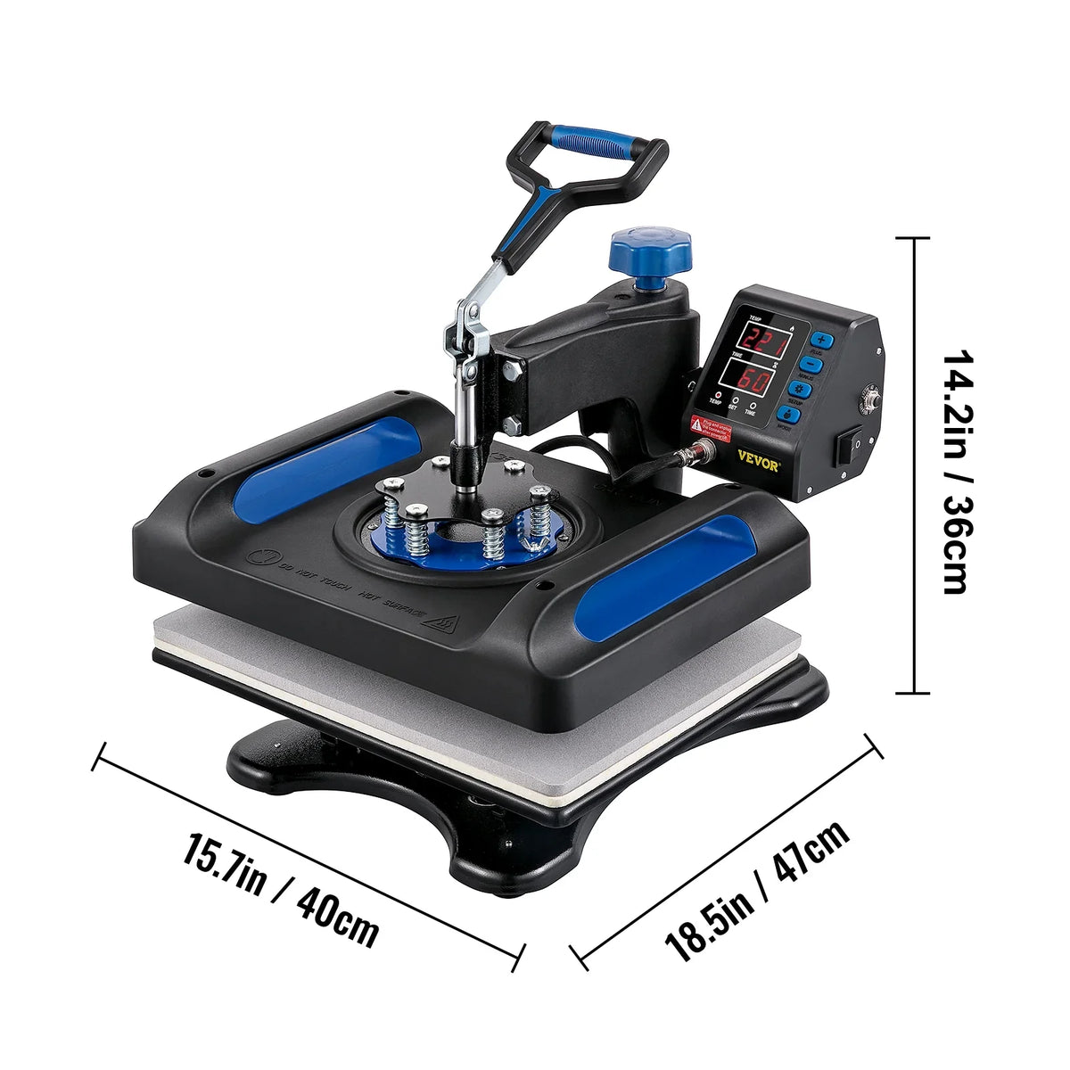Printer Digital Fast with 15" Vinyl Press Transfer Machine, Pressing Canvas x 12" T-Shirt Surface, Sublimation Heating 360 Blue Anti-Scald Heat Machine, Away BENTISM Pillow, Swing Bag,