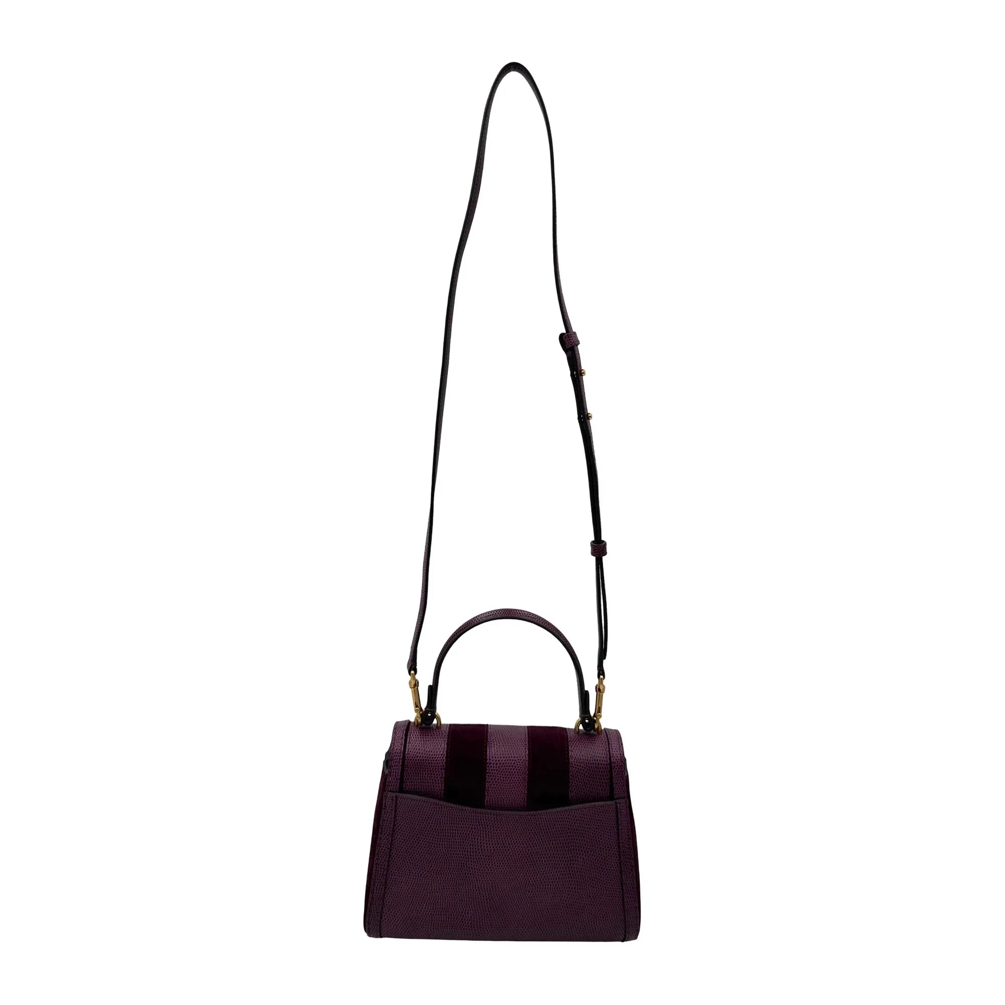 Spade Lizard-embossed Bag Small Top-handle Katy Burgundy - Kate Striped
