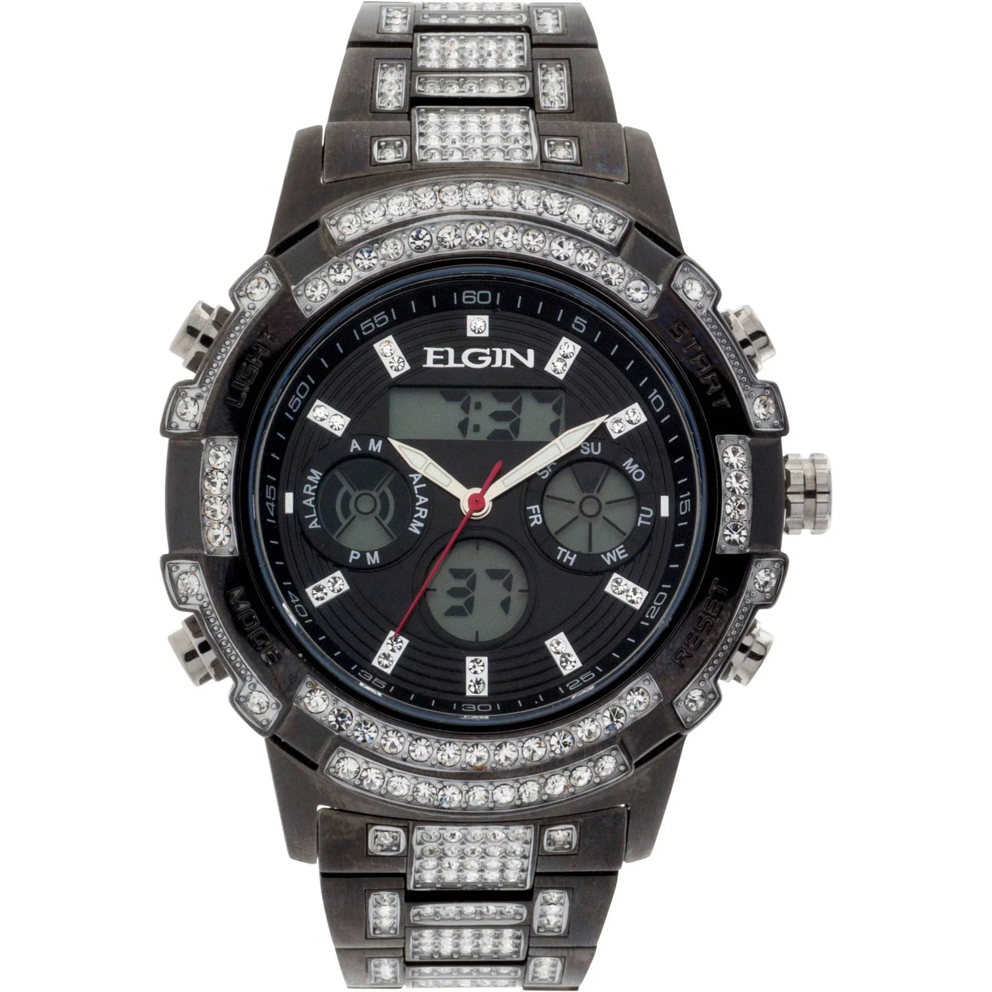 Male Watch Gun Adult with (FG160012GN) Metal in Crystals Analog Digital Elgin