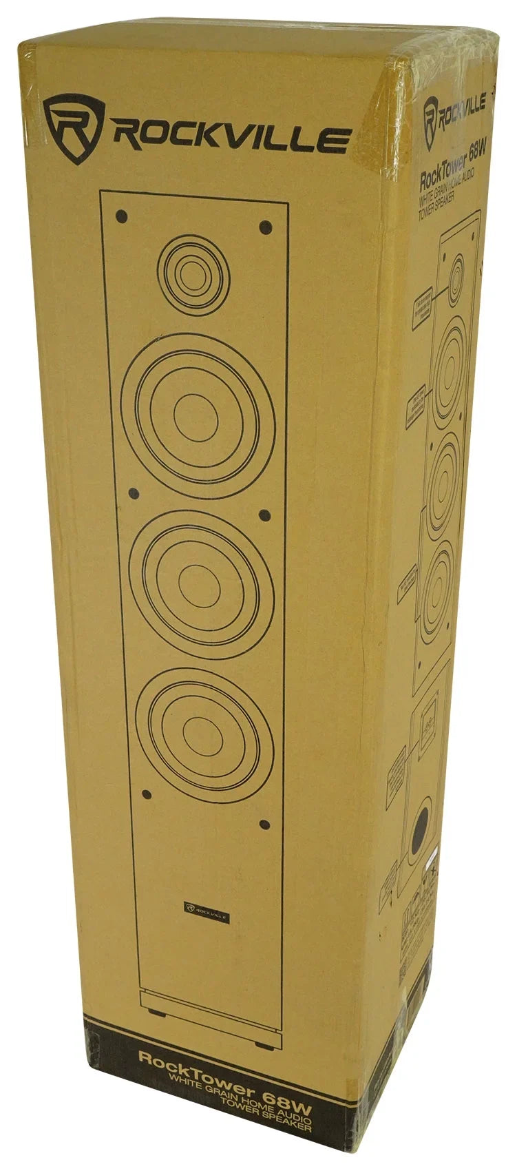 Home Ohm 8 RockTower Speakers 68W Audio (2) Tower White Passive Rockville