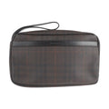Pre-Owned BURBERRY Clutch Plaid Second PVC Burberry Dark Brown Bag (Good) Leather