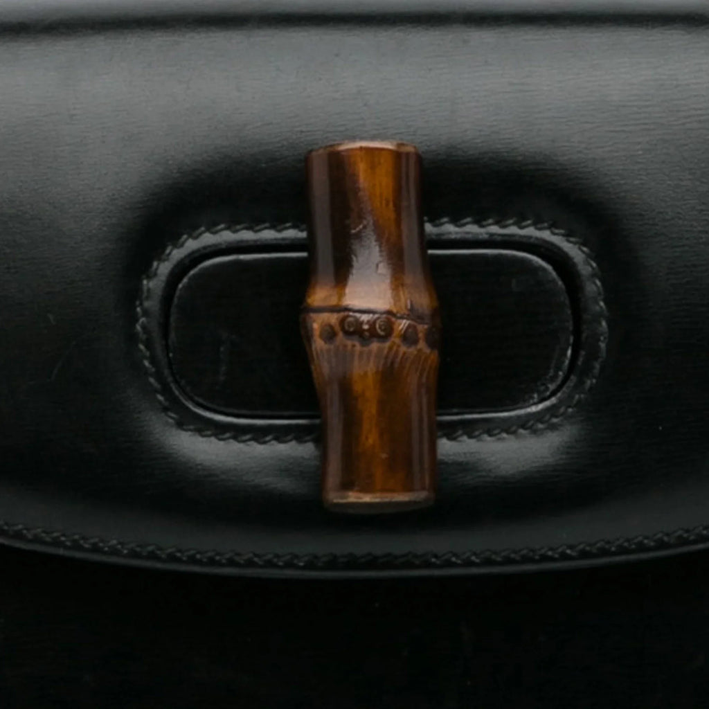 Handbag Top Gucci Bamboo Black Night HandleBag Pre-Owned Calf Authenticated Leather (Good) Unisex