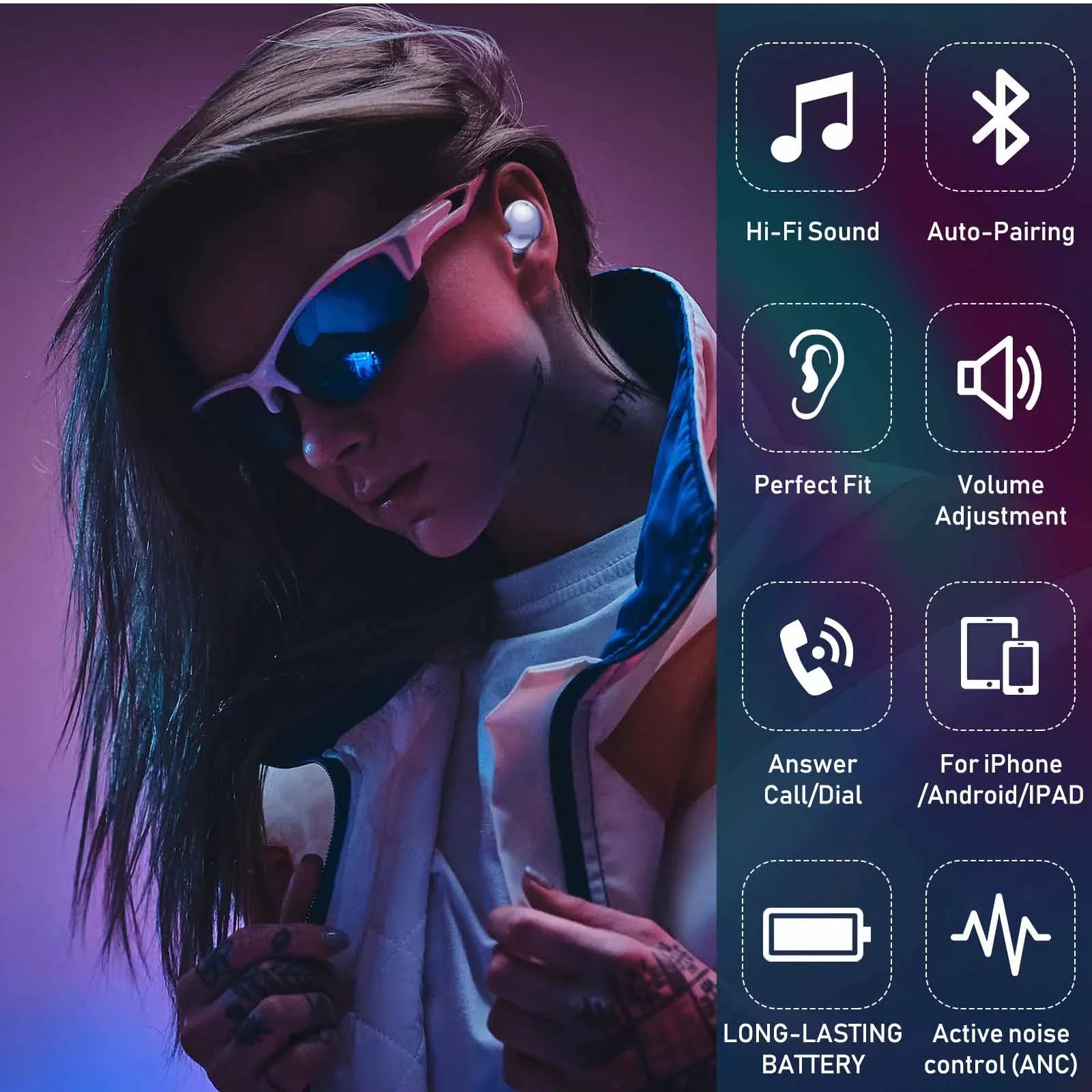 520 True Earbuds HTC Included) Bluetooth Street Noise Wireless Charging Case Desire Pro (Wireless UrbanX Active With Buds Cancelling Purple For