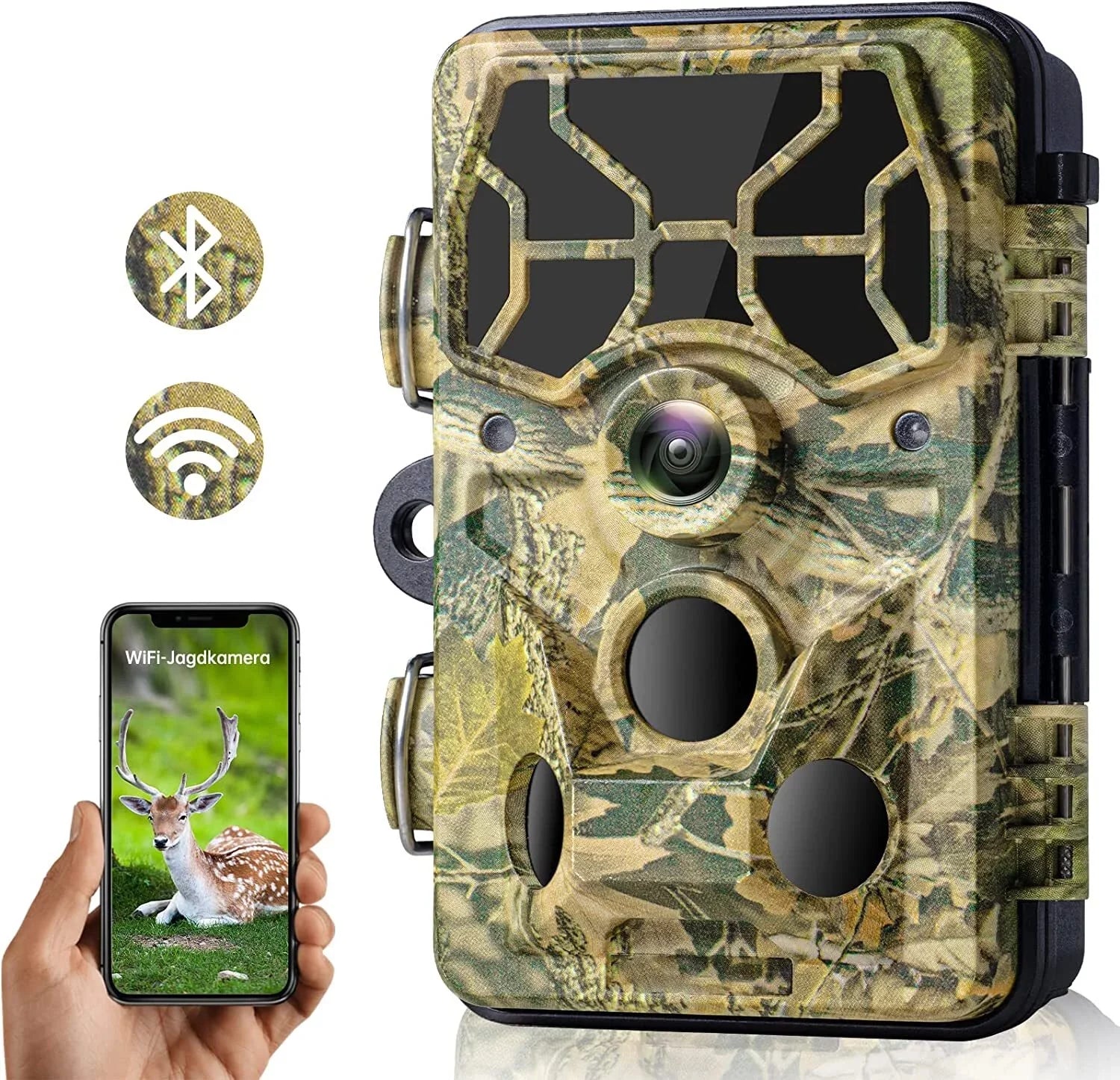30MP Wildlife IP66 Infrared with with Night Camera for WiFi Motion Waterproof Trail Camera Hunting Vision CAMPARK Activated Trail Camera 1296P Game Monitoring Bluetooth