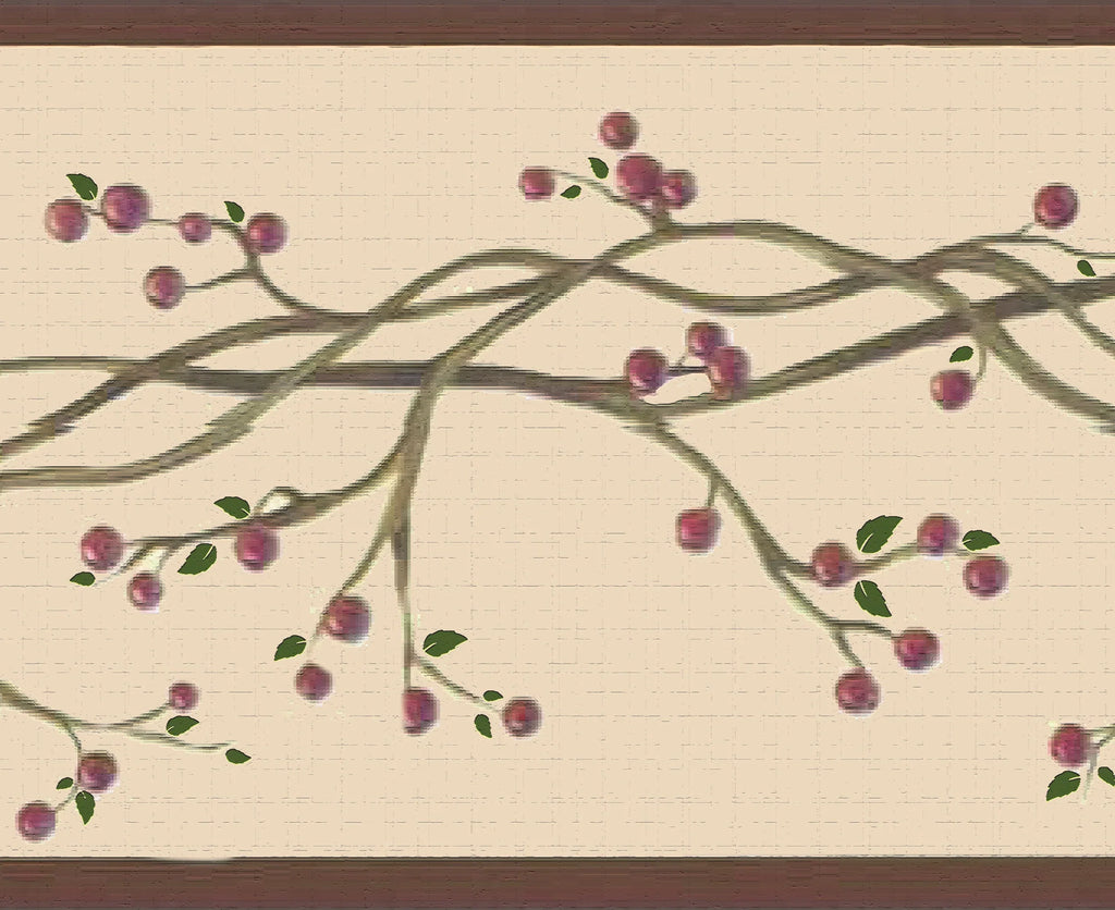 7 Deco on Peel Sepia Border Retro Red, Wallpaper Winterberries and Stick x ft 15 - Vine, in Dundee