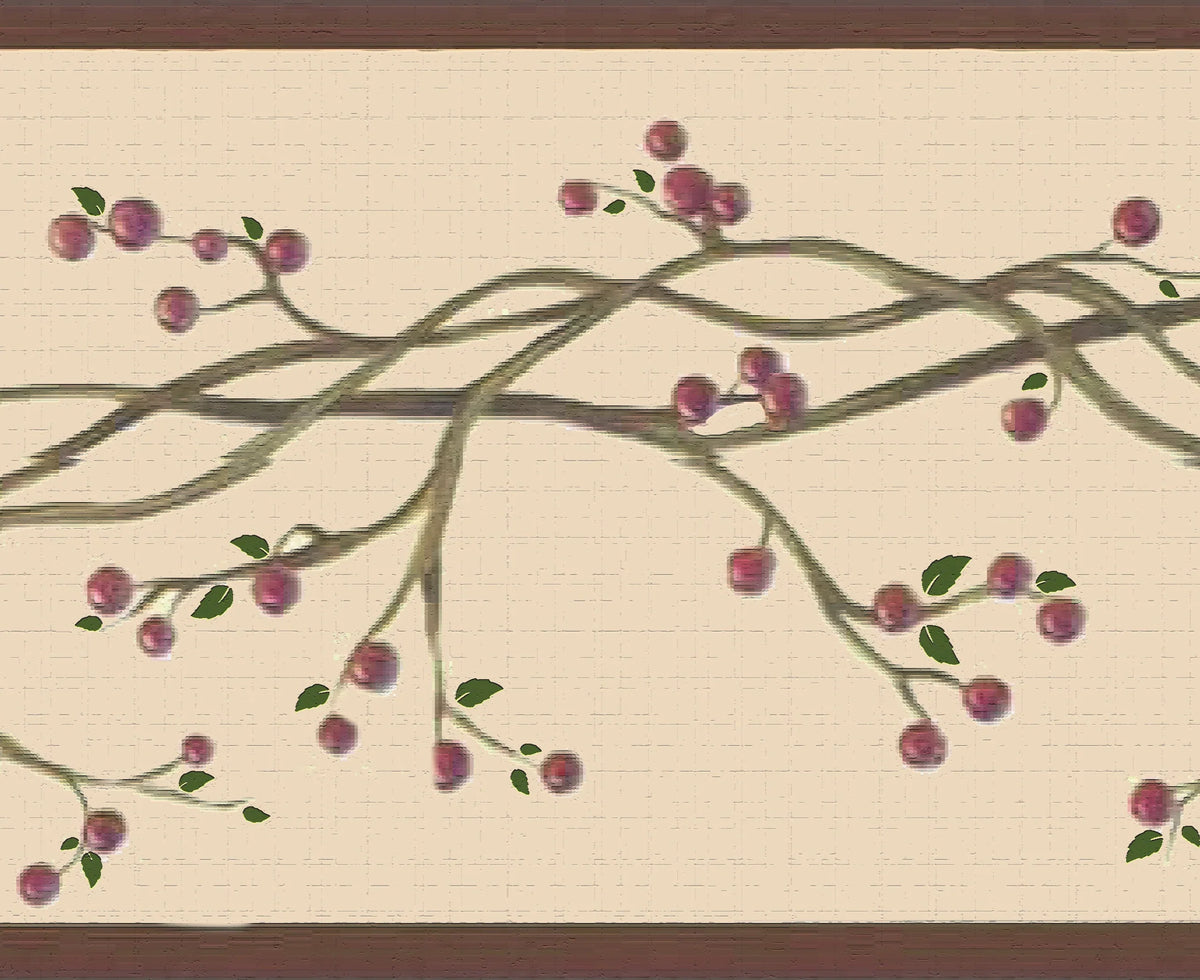 7 Deco on Peel Sepia Border Retro Red, Wallpaper Winterberries and Stick x ft 15 - Vine, in Dundee