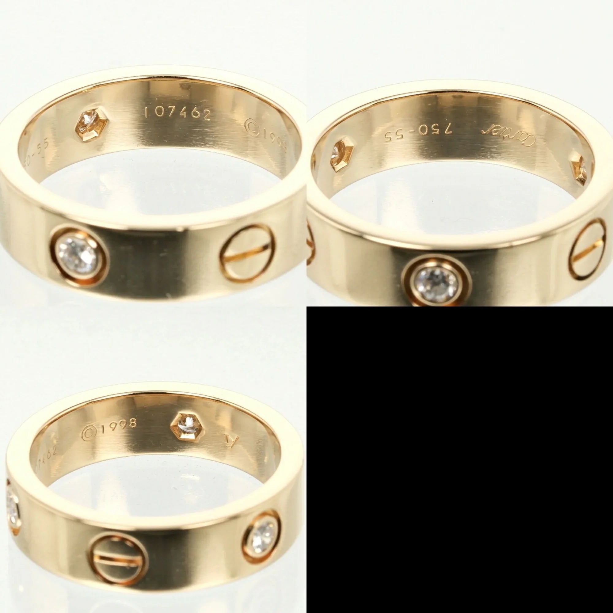 Love (Good) size 15 Pre-Owned diamond, half ring, approx. yellow K18 Cartier 3P, gold, 8.67g, I132124019