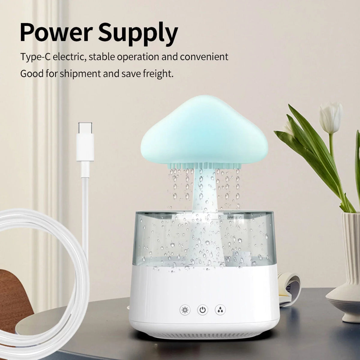 Sleep Fountain Aromatherapy 7 Mist, Cloud Diffuser CJC Drop Rain 450ml Colors Bedside Humidifier Light, Essential Water Desk Relax LED Oil