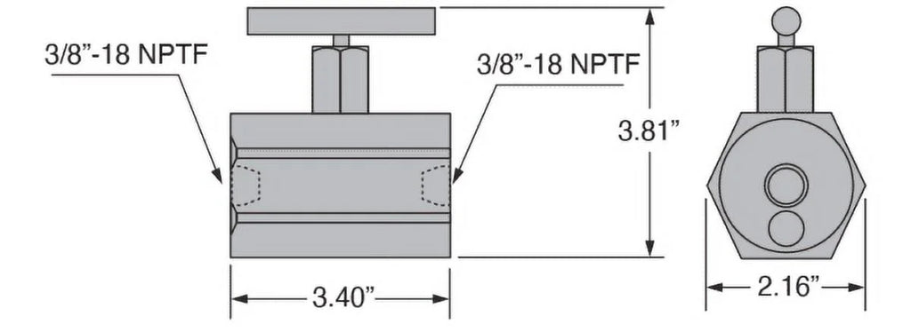 3/8" Bypass, Relief FCVMR38 Hydraulics Manually NPTF - Freedom With Check Released Pressure Valve