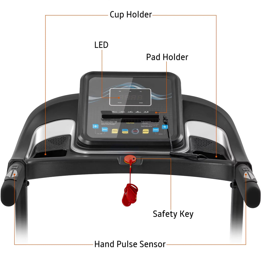 Adjuster with Speakers Audio Running Jogging Motorized Treadmill Easy Folding Machine and Incline Compact