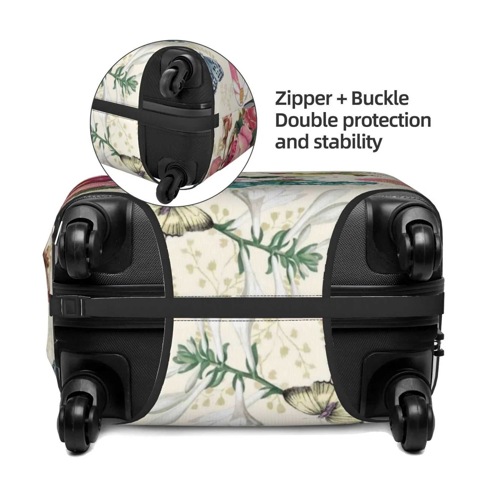 Easygdp inch Protective Rose Cover Luggage Butterfly with Elastic Print Zipper Suitcase 18-32 -Medium and Washable Bird Fits Hidden