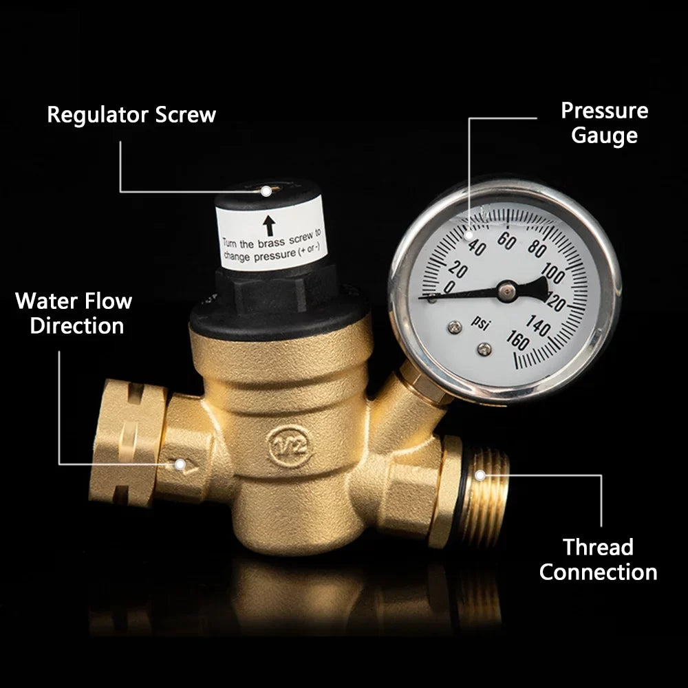 with Screened Durable Brass Inlet Filter Pressure RV System Valve Regulator Water for Plumbing Ideal Yabuy
