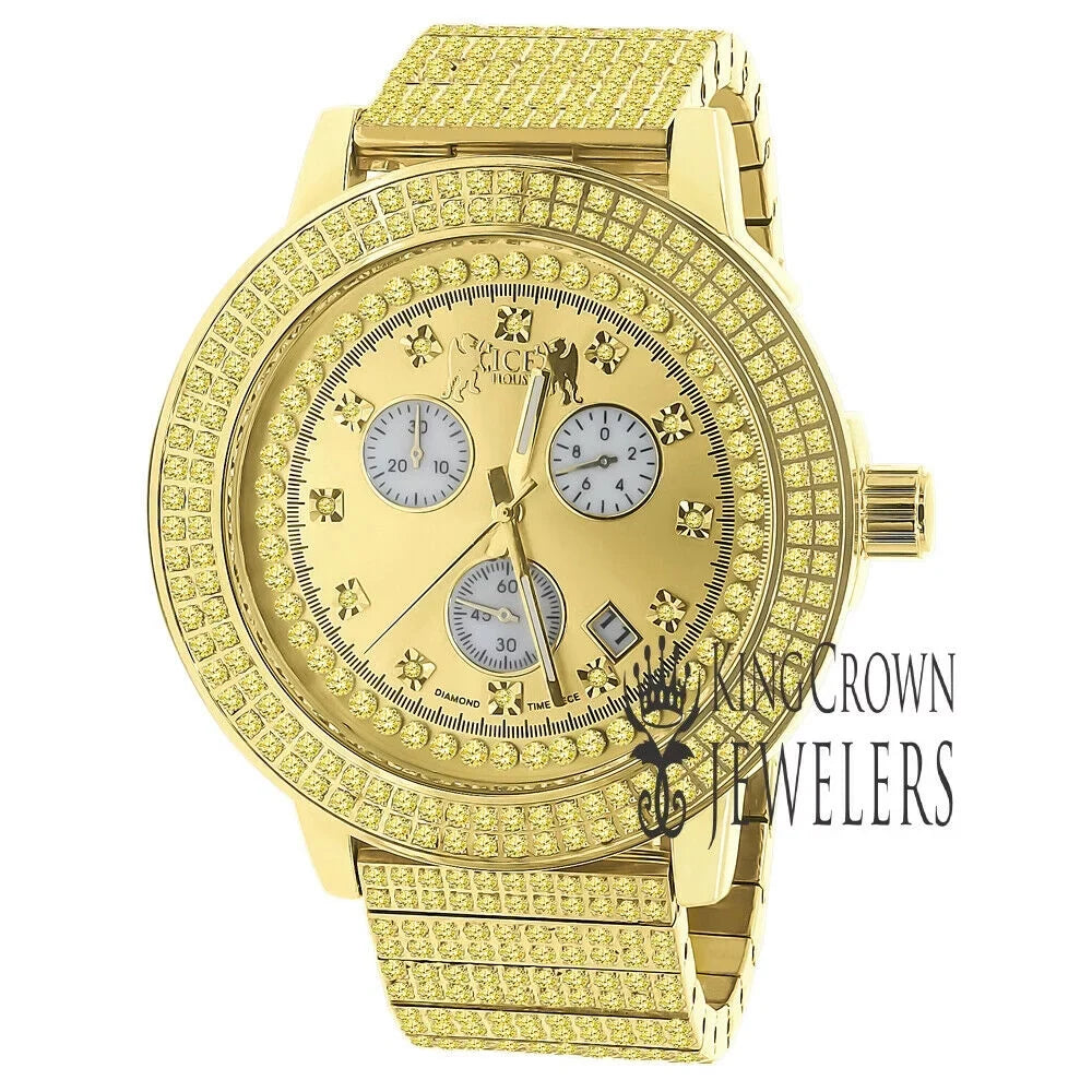 Diamond Watch Rodeo Dial Real Joe Steel Solid 54mm Canary Gold Mens Jojino Jojo Stainless Tone