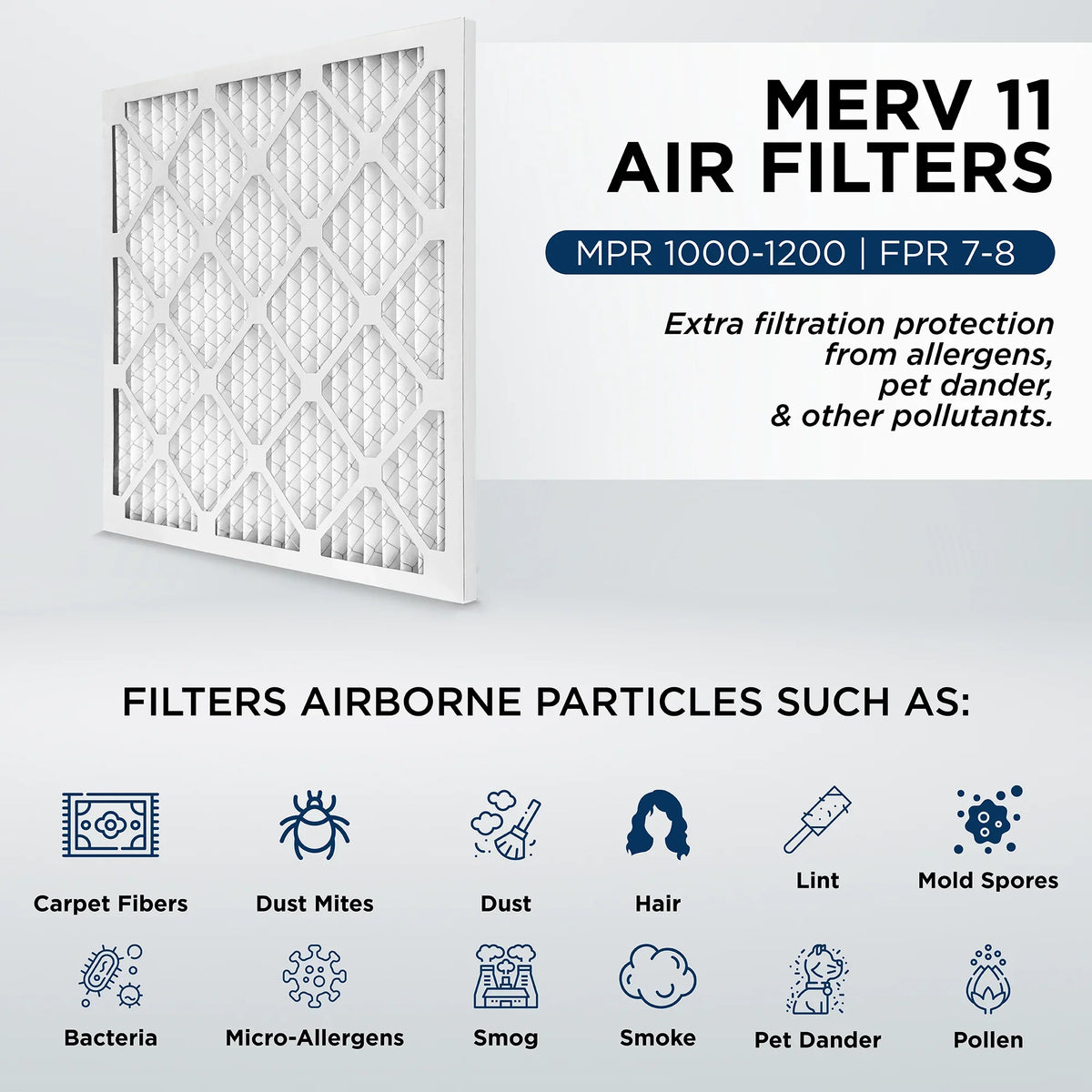 by 2" x Pamlico. Size: 19-1/2 of 11-1/2 AC Pleated MERV 1-3/4 11, Case MPR Filters 12x20x2 Actual x Furnace Air 1000 12.