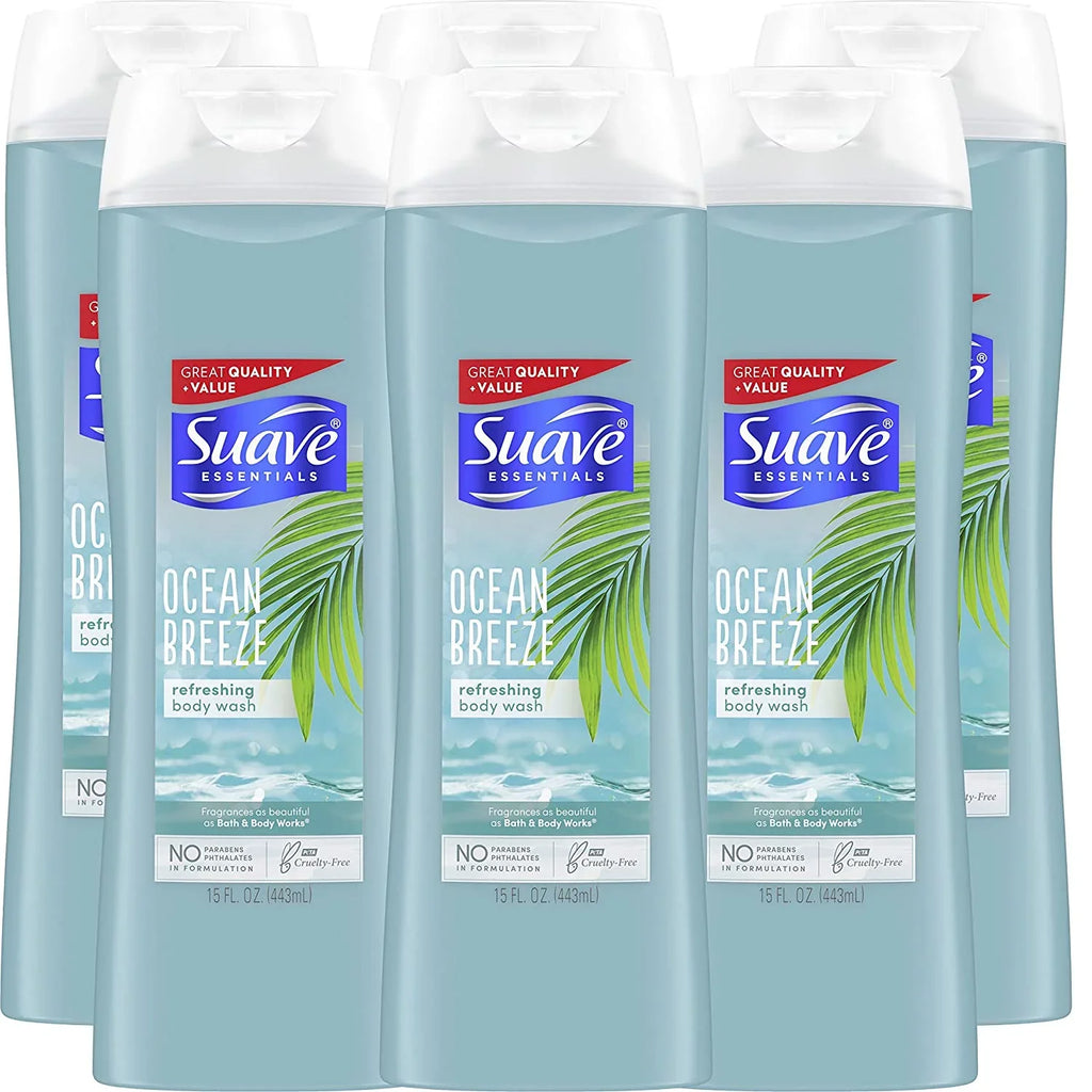 Hydrated, For Pack of Suave Sea 15 Ocean Extract Wash Body and with Vitamin E Essentials Smooth 6 Breeze Skin oz, Algae