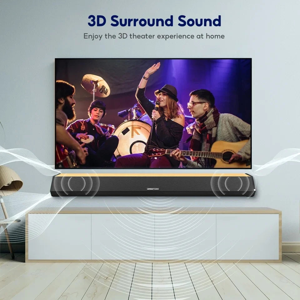 AUX Bluetooth TV 3 4 Optical 110dB HDMI-ARC, S03PRO 60W Home Audio AIYIMA System Connection, Theater Surround with USB Soundbar Bar 28-Inch Speakers, 5.0, Soundbar EQs, Coaxial for Sound