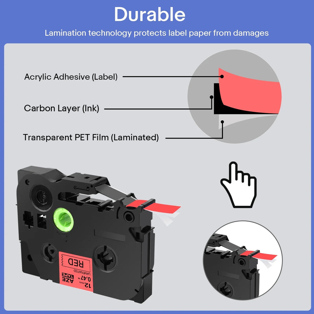 TZ for Red TZ-431 Label Black P-touch GREENCYCLE TZe431 12mm Laminated Compatible TZe-431 8PK TZ431 TZe Tape on Brother