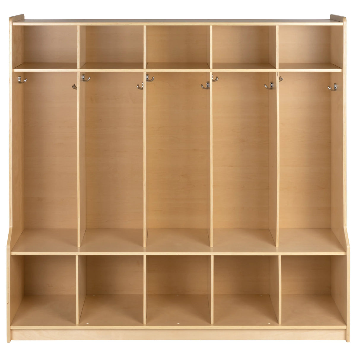 Organizer Hook-Safe, - with Locker Friendly Kid Bench, 48"L x Wooden (Natural) Design School 48"H Section Coat BizChair 5 and Storage Cubbies,