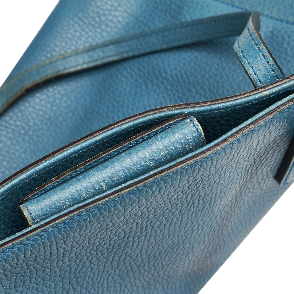 Authenticated Blue Gucci Pre-Owned Leather Swing Medium (Good) Bag Women Tote Calf