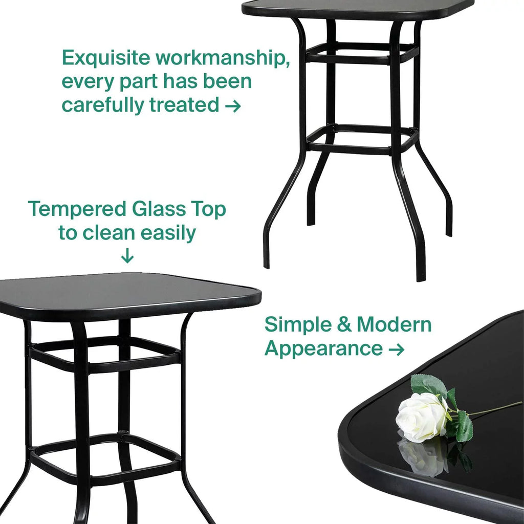 Marlowe Glass Aesthetically Metal Designed Solid Multi Finish Table With Bar Purpose
