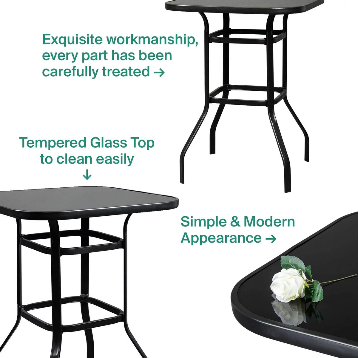 Marlowe Glass Aesthetically Metal Designed Solid Multi Finish Table With Bar Purpose
