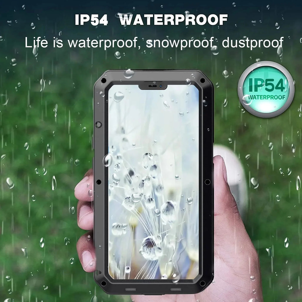 iPhone Grade Aluminum Rugged Case Outdoor Max Travel Glass Military Gorilla Protection, Shockproof and (Silver) Duty Pro Heavy 13 Resistant Metal Scratch