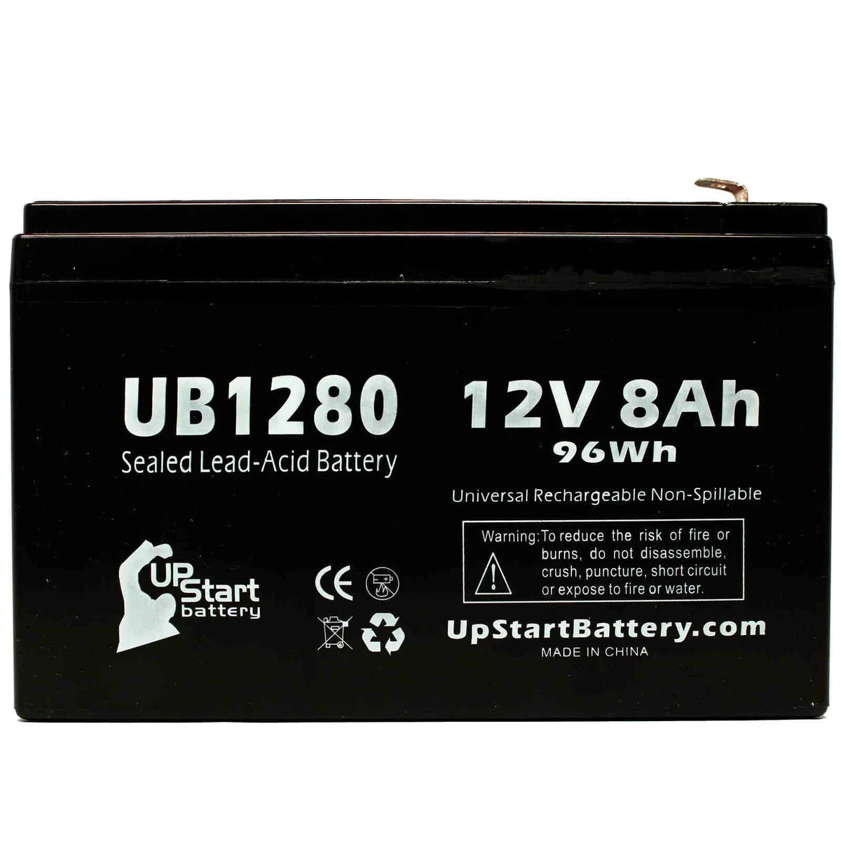 '- - 8000mAh, 6 Battery to UB1280 - AGM, Opti-ups Compatible F1 Adapters Sealed Replacement F1 3x 280ES Universal Pack Terminal, Lead Acid 8Ah, SLA) Terminal F2 (12V, Battery Includes
