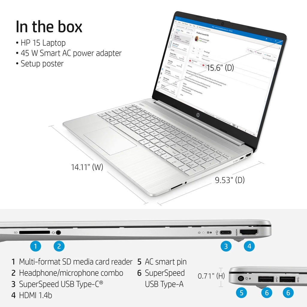 FHD Core HP SSD RAM 8GB Touchscreen Home 15-dy2715ds i3-1125G4 Windows Intel 2.0GHz 11 15.6" 256GB Laptop Restored (Refurbished)