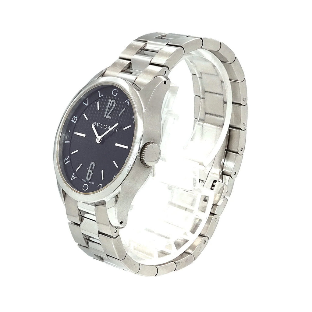 Pre-Owned Dial Quartz Bulgari Men's Black Watch Solotempo ST37S BVLGARI (Good)