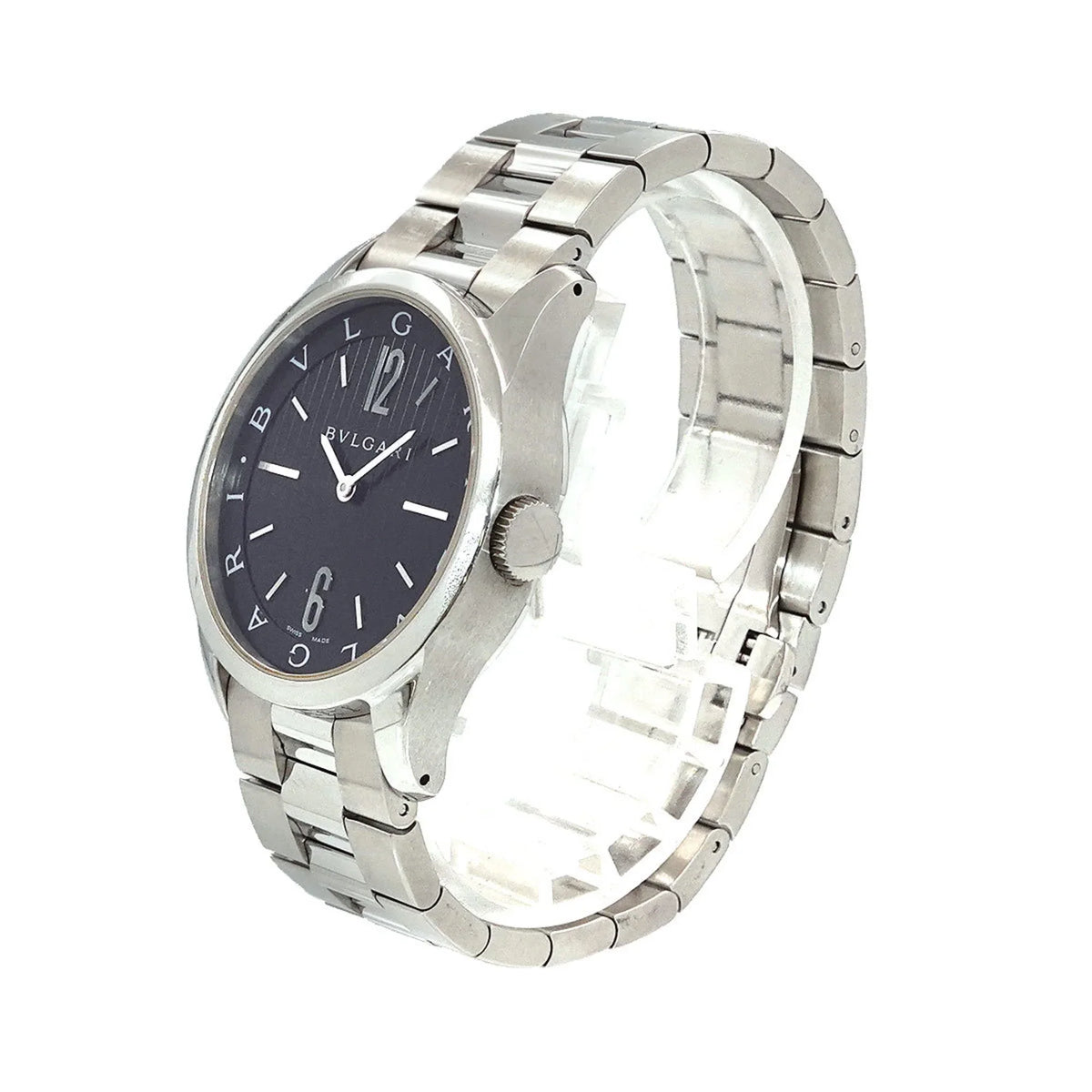 Pre-Owned Dial Quartz Bulgari Men's Black Watch Solotempo ST37S BVLGARI (Good)