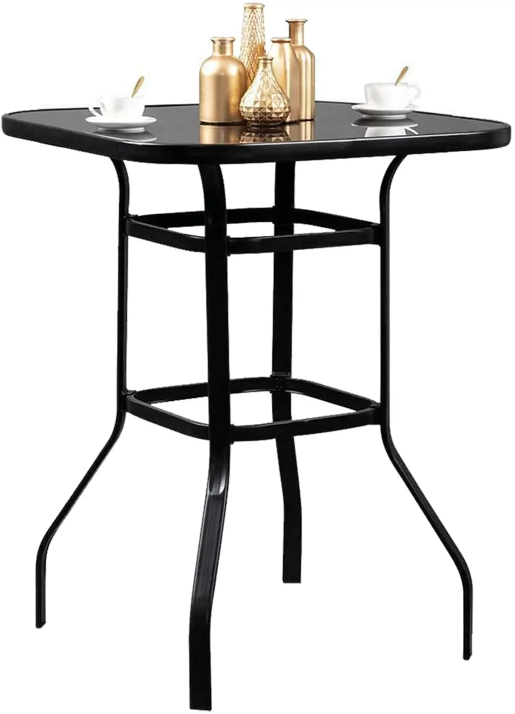 Marlowe Glass Aesthetically Metal Designed Solid Multi Finish Table With Bar Purpose