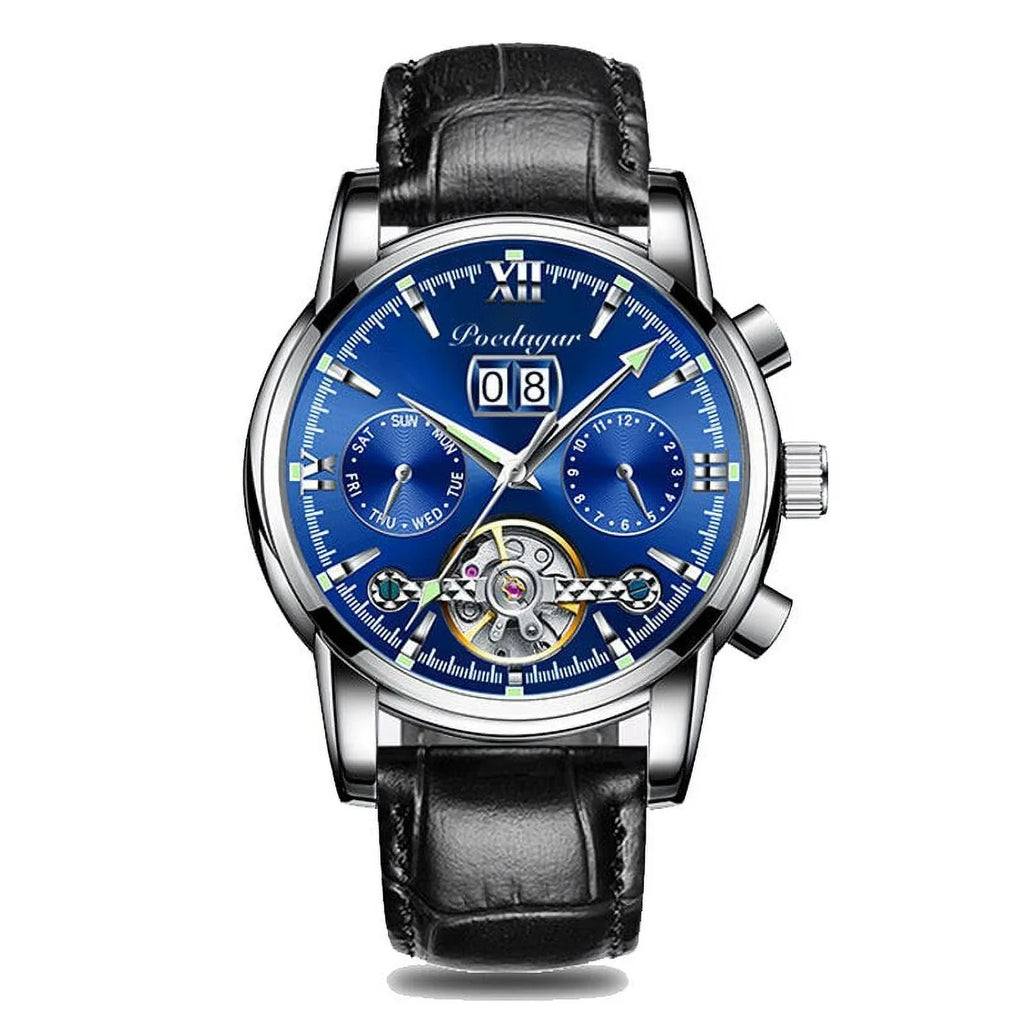 Automatic Sports POEDAGAR Luxury Chronograph Clock Genuine Wristwatch Watches Brand New Men Men Top Leather Mechanical
