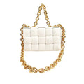 Shoulder Bottega Unisex Cassette Padded Pre-Owned (Good) Bag Leather Authenticated Veneta White Calf
