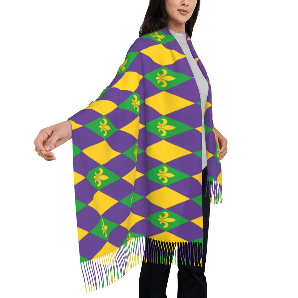 Women Scarves Feel Cashmere Bingfone Winter Gras Gifts- Warm Print Large Soft Mardi Scarf For Art Wrap Elegant Shawl