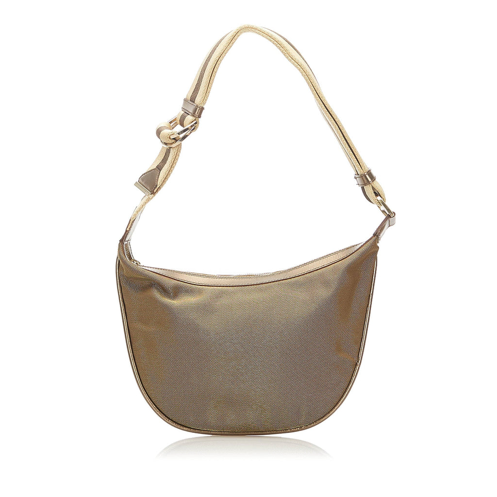 Gucci Women Web Pre-Owned Brown Fabric Bag Canvas (Good) Shoulder