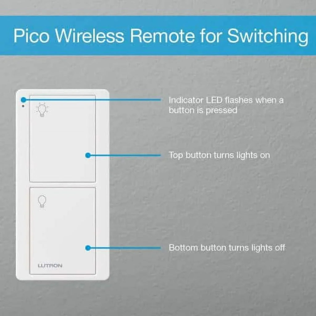 On/Off White | PJ2-2B-GWH-L01 | Remote Lutron Pico with Smart Home Switch Switching for Caseta Bracket Wallplate