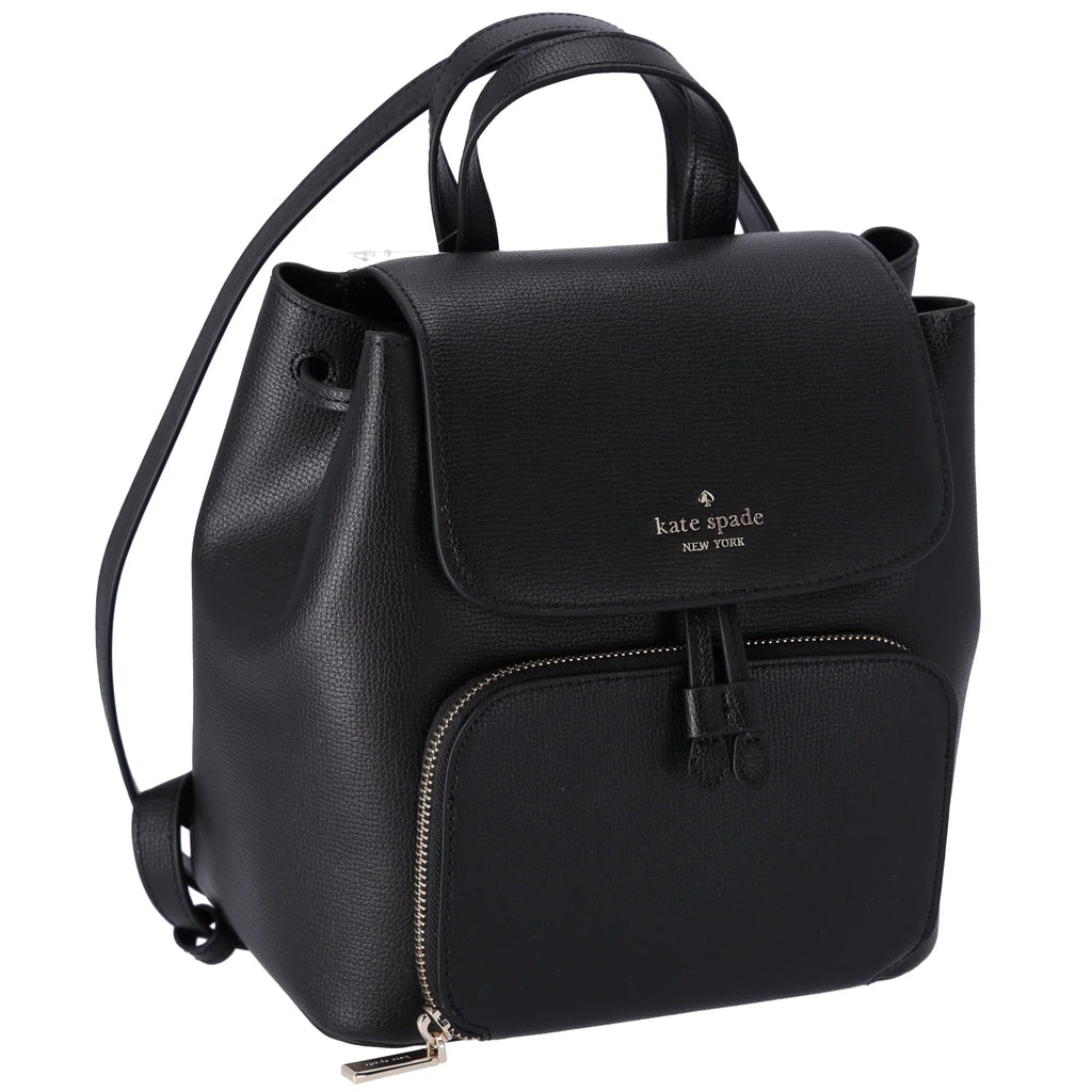 Backpack Kristi Grain Spade Kate Black Drawstring Flap Leather Refined Medium