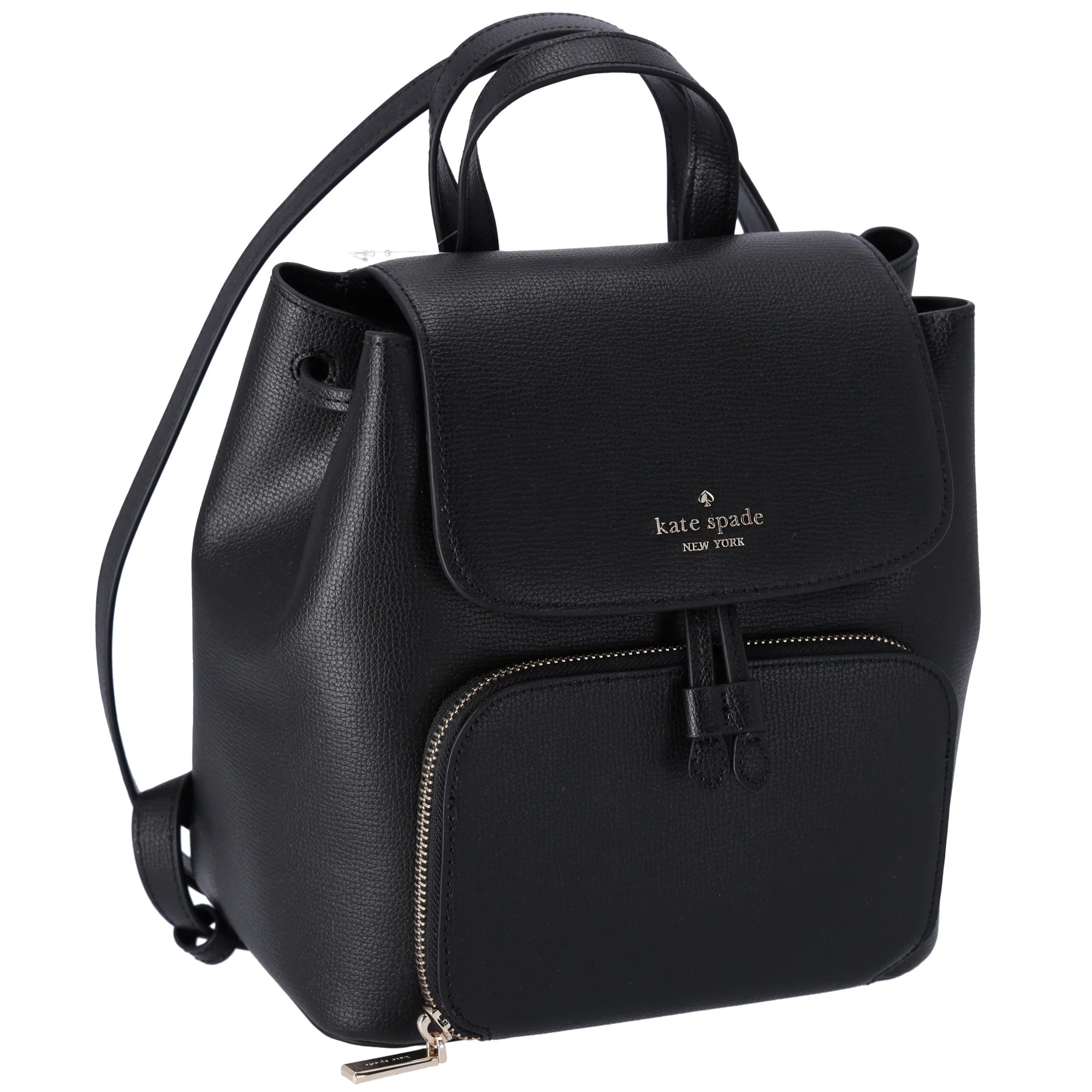 Backpack Kristi Grain Spade Kate Black Drawstring Flap Leather Refined Medium