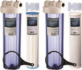 Filter Water House 20" & Housings Carbon Two Blue Filters Blue Clear Whole Sediment w/Pleated Transparent Big